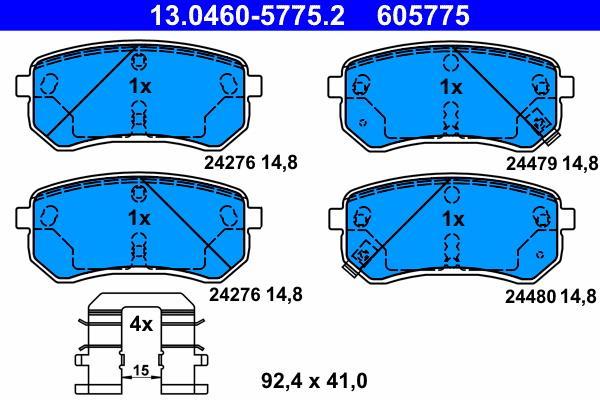 Jeu de 4 plaquettes de frein ATE ref. 13.0460-5775.2