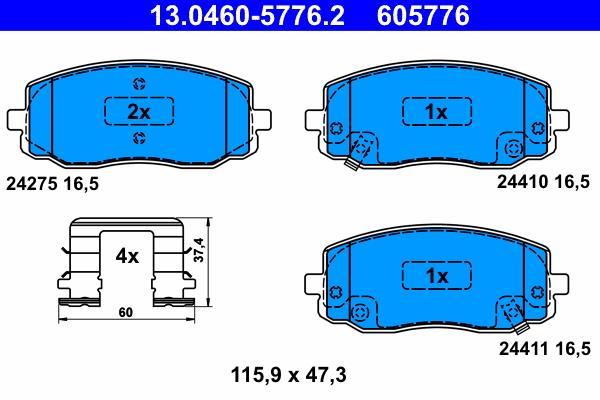 Jeu de 4 plaquettes de frein ATE ref. 13.0460-5776.2