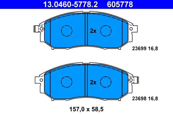 Jeu de 4 plaquettes de frein ATE ref. 13.0460-5778.2