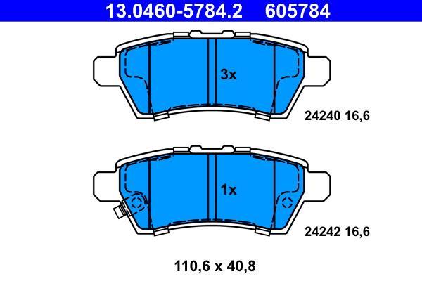 Jeu de 4 plaquettes de frein ATE ref. 13.0460-5784.2