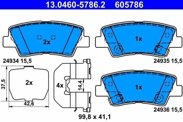 Jeu de 4 plaquettes de frein ATE ref. 13.0460-5786.2