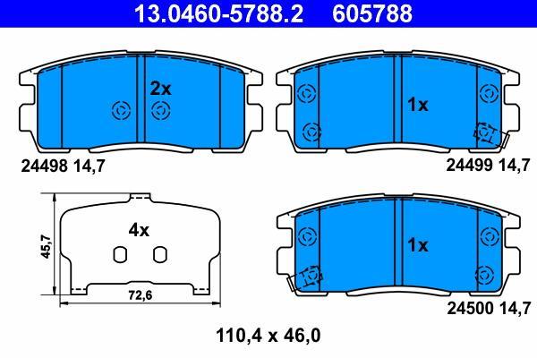 Jeu de 4 plaquettes de frein ATE ref. 13.0460-5788.2