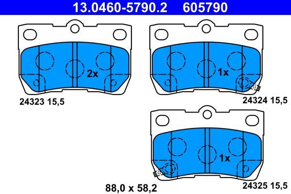 Jeu de 4 plaquettes de frein ATE ref. 13.0460-5790.2