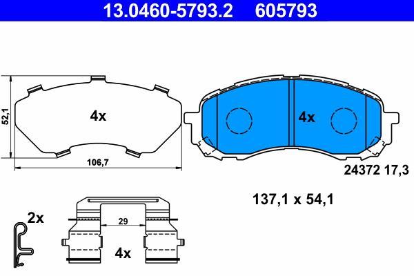 Jeu de 4 plaquettes de frein ATE ref. 13.0460-5793.2