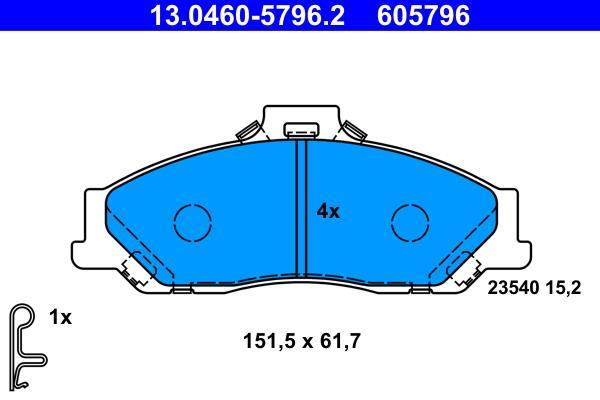 Jeu de 4 plaquettes de frein ATE ref. 13.0460-5796.2