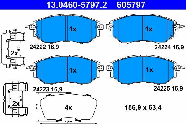 Jeu de 4 plaquettes de frein ATE ref. 13.0460-5797.2