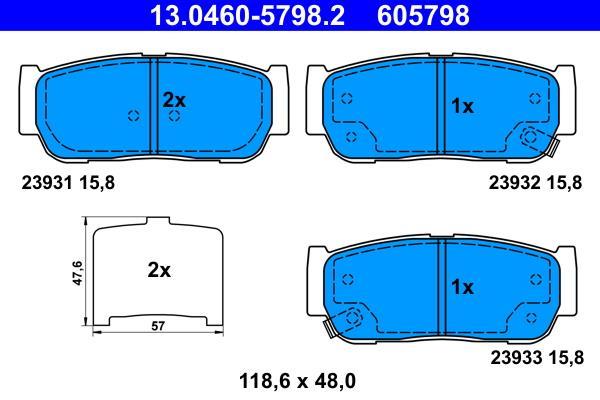 Jeu de 4 plaquettes de frein ATE ref. 13.0460-5798.2