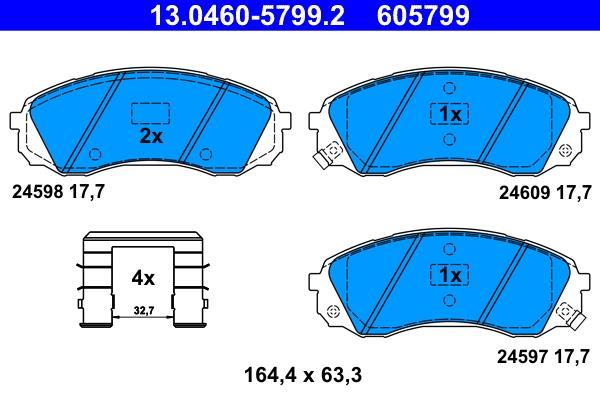 Jeu de 4 plaquettes de frein ATE ref. 13.0460-5799.2