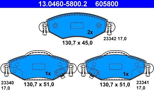 Jeu de 4 plaquettes de frein ATE ref. 13.0460-5800.2
