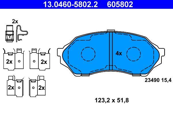 Jeu de 4 plaquettes de frein ATE ref. 13.0460-5802.2