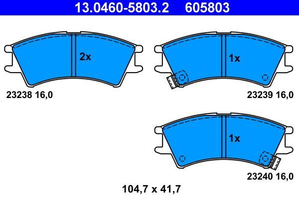 Jeu de 4 plaquettes de frein ATE ref. 13.0460-5803.2