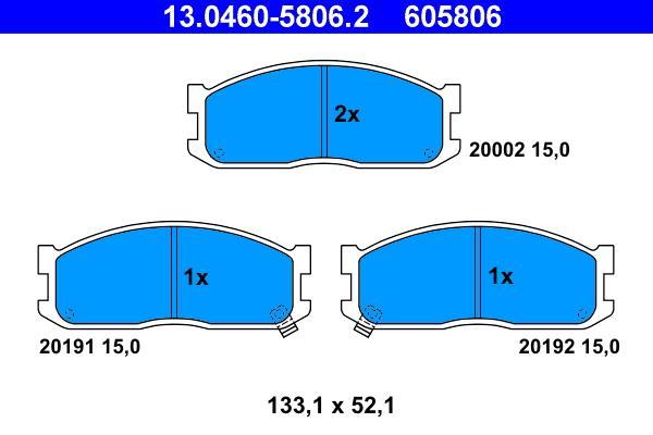Jeu de 4 plaquettes de frein ATE ref. 13.0460-5806.2