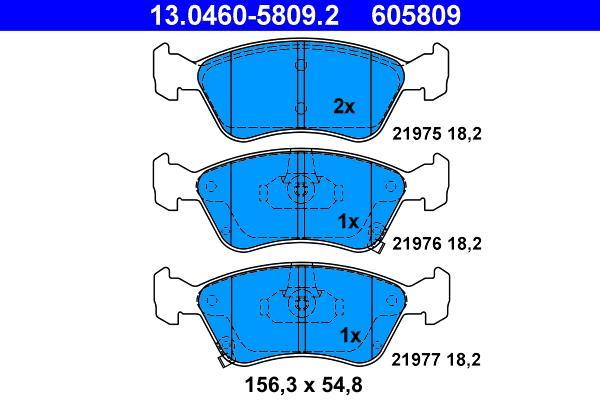 Jeu de 4 plaquettes de frein ATE ref. 13.0460-5809.2