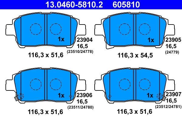 Jeu de 4 plaquettes de frein ATE ref. 13.0460-5810.2