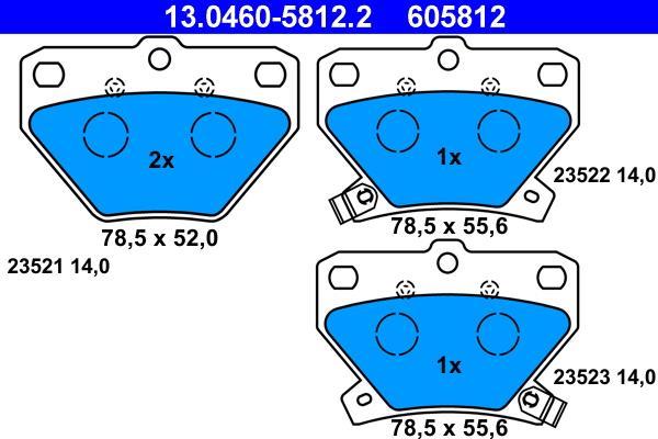 Jeu de 4 plaquettes de frein ATE ref. 13.0460-5812.2