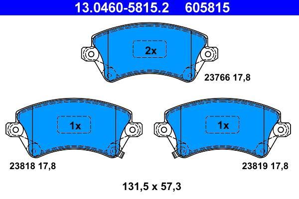 Jeu de 4 plaquettes de frein ATE ref. 13.0460-5815.2