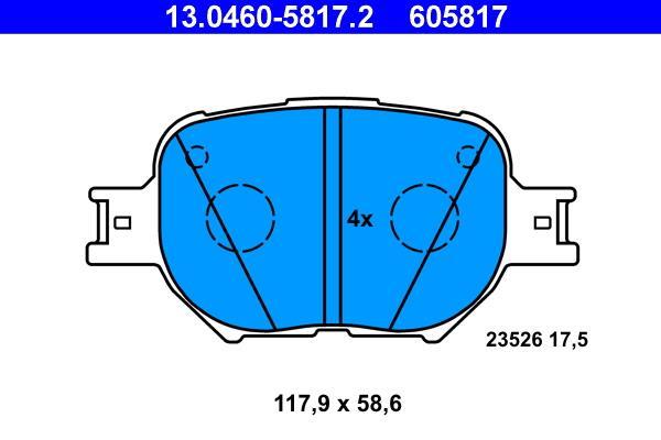 Jeu de 4 plaquettes de frein ATE ref. 13.0460-5817.2