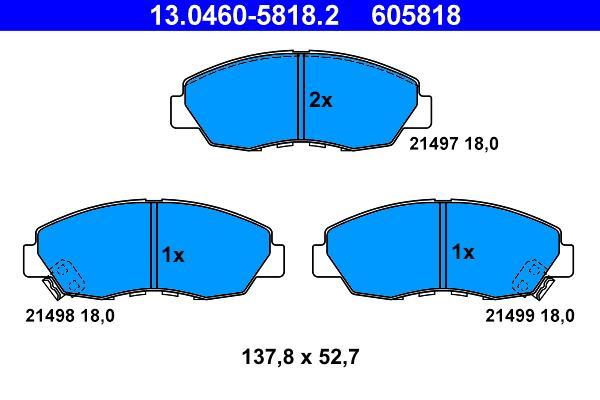 Jeu de 4 plaquettes de frein ATE ref. 13.0460-5818.2