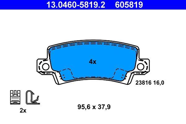 Jeu de 4 plaquettes de frein ATE ref. 13.0460-5819.2