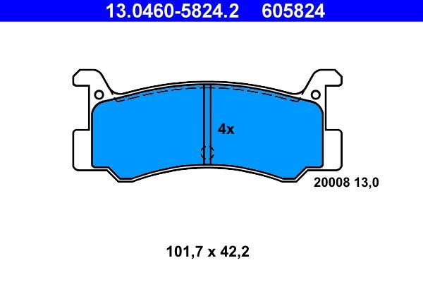 Jeu de 4 plaquettes de frein ATE ref. 13.0460-5824.2