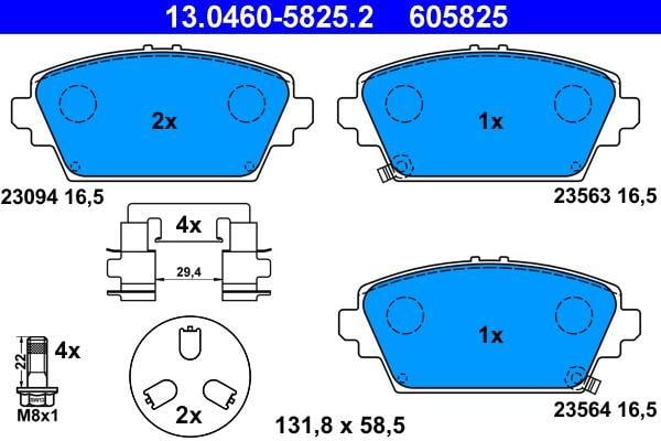 Jeu de 4 plaquettes de frein ATE ref. 13.0460-5825.2