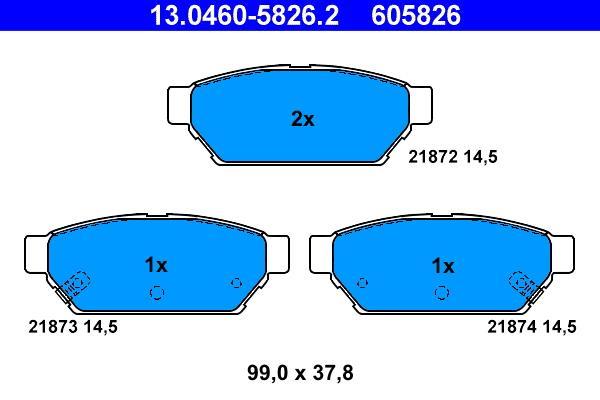 Jeu de 4 plaquettes de frein ATE ref. 13.0460-5826.2