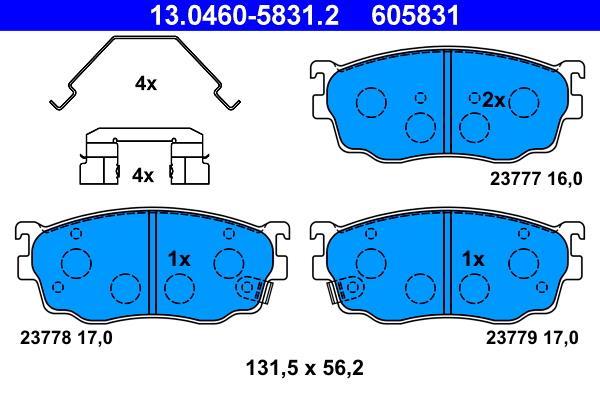 Jeu de 4 plaquettes de frein ATE ref. 13.0460-5831.2