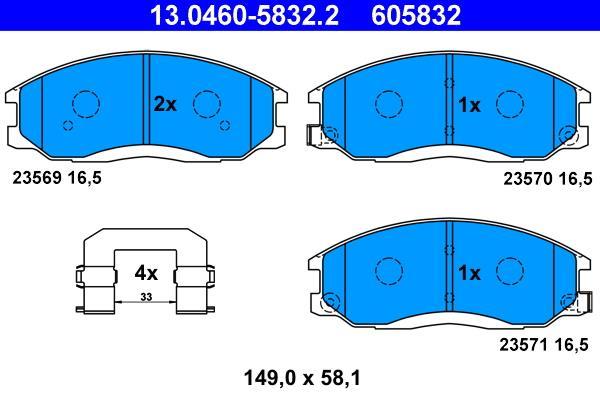 Jeu de 4 plaquettes de frein ATE ref. 13.0460-5832.2