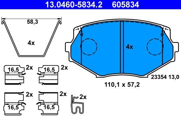 Jeu de 4 plaquettes de frein ATE ref. 13.0460-5834.2