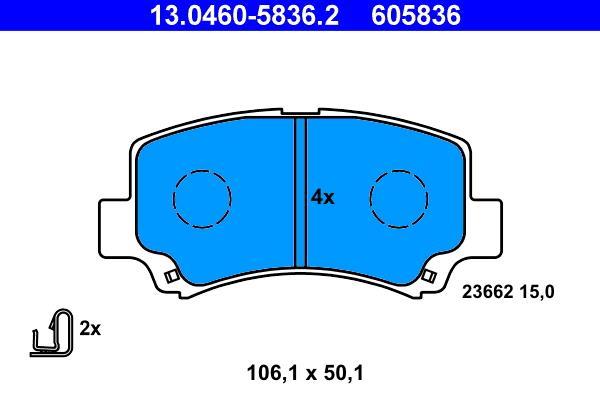 Jeu de 4 plaquettes de frein ATE ref. 13.0460-5836.2