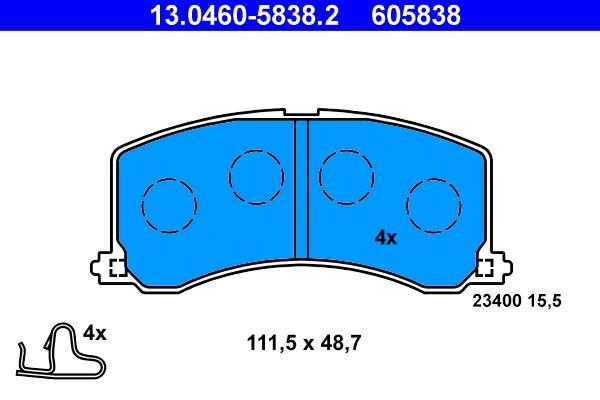 Jeu de 4 plaquettes de frein ATE ref. 13.0460-5838.2