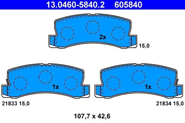 Jeu de 4 plaquettes de frein ATE ref. 13.0460-5840.2