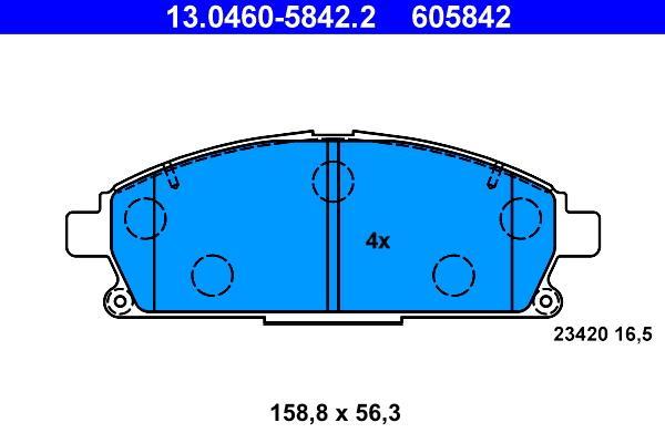 Jeu de 4 plaquettes de frein ATE ref. 13.0460-5842.2
