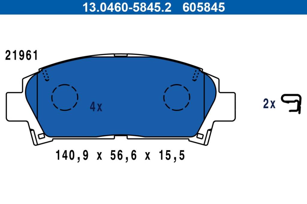 Jeu de 4 plaquettes de frein ATE ref. 13.0460-5845.2