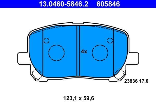 Jeu de 4 plaquettes de frein ATE ref. 13.0460-5846.2