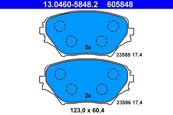 Jeu de 4 plaquettes de frein ATE ref. 13.0460-5848.2