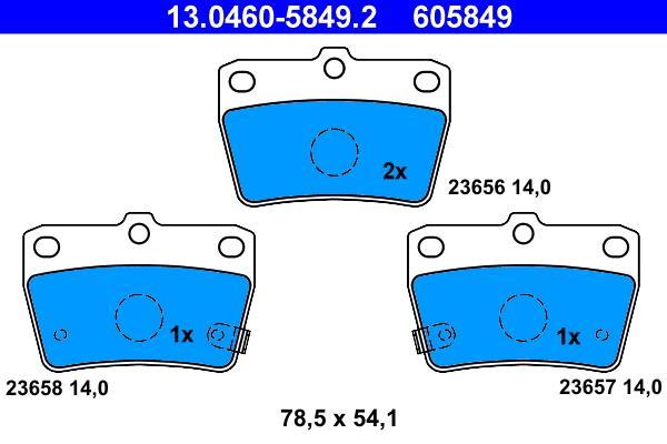 Jeu de 4 plaquettes de frein ATE ref. 13.0460-5849.2