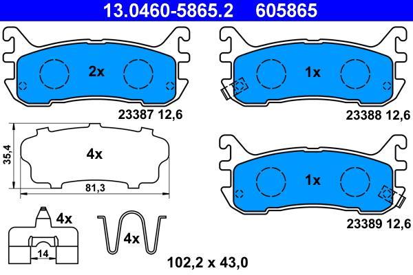 Jeu de 4 plaquettes de frein ATE ref. 13.0460-5865.2