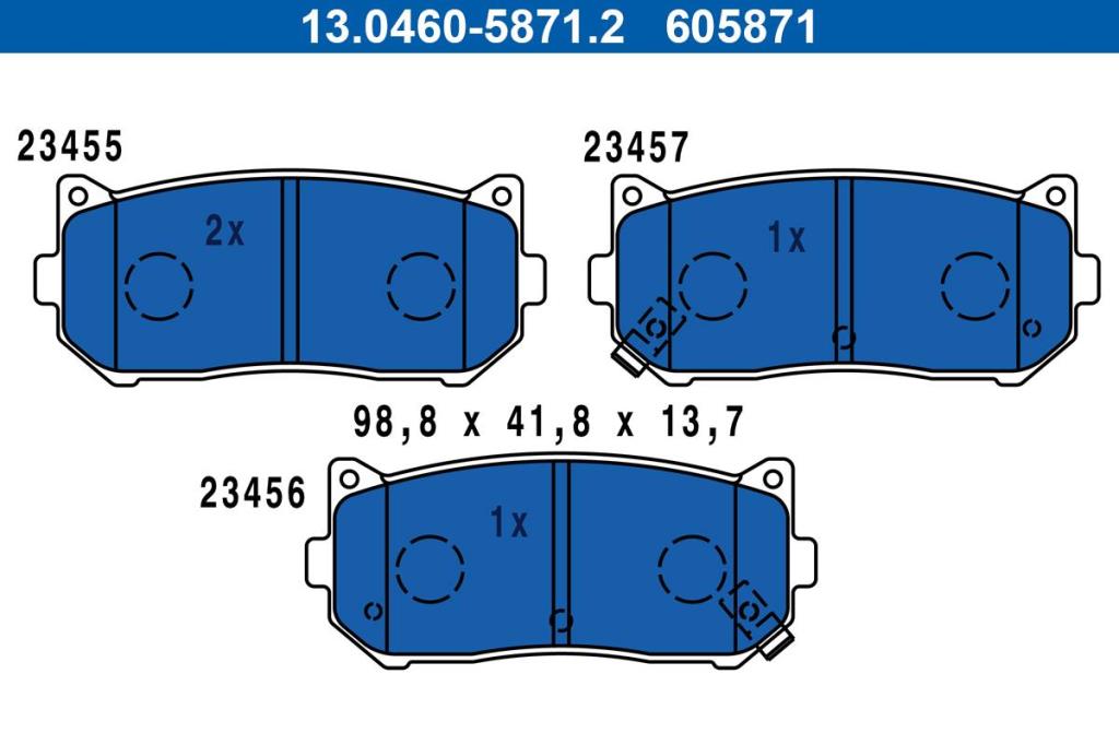 Jeu de 4 plaquettes de frein ATE ref. 13.0460-5871.2