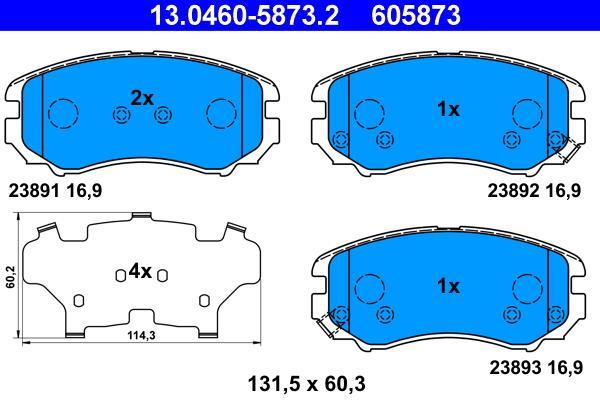 Jeu de 4 plaquettes de frein ATE ref. 13.0460-5873.2