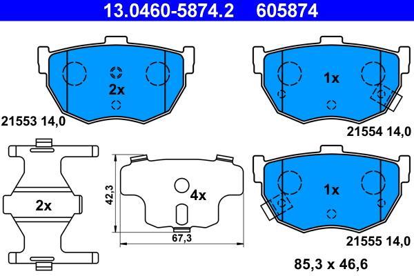 Jeu de 4 plaquettes de frein ATE ref. 13.0460-5874.2