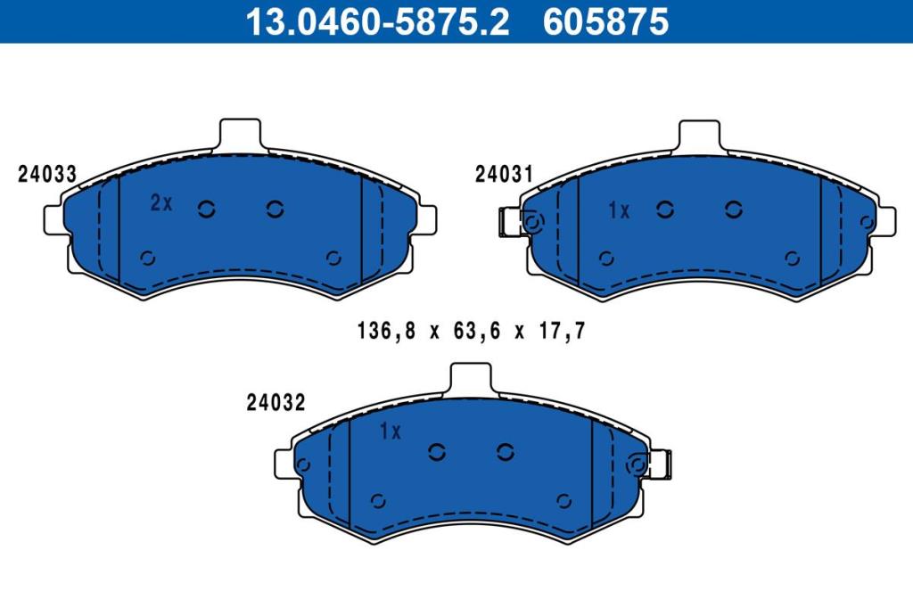 Jeu de 4 plaquettes de frein ATE ref. 13.0460-5875.2
