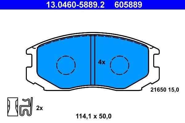 Jeu de 4 plaquettes de frein ATE ref. 13.0460-5889.2