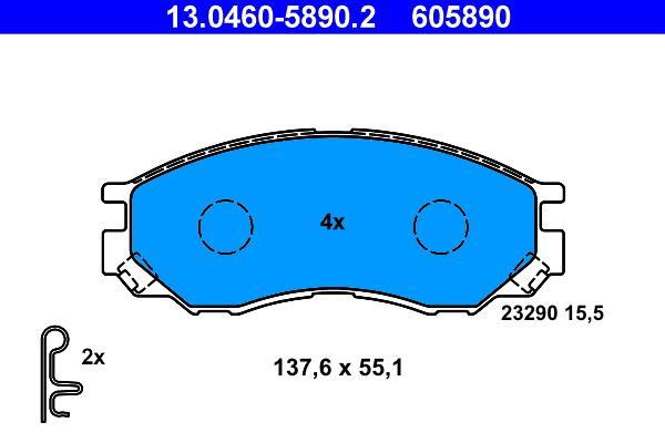 Jogo de 4 pastilhas de travão ATE ref. 13.0460-5890.2