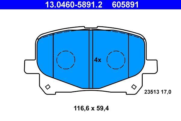 Jeu de 4 plaquettes de frein ATE ref. 13.0460-5891.2