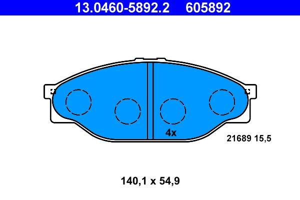 Jogo de 4 pastilhas de travão ATE ref. 13.0460-5892.2