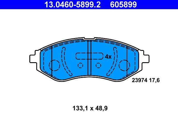Jeu de 4 plaquettes de frein ATE ref. 13.0460-5899.2