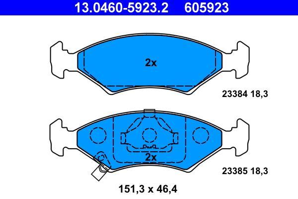Jeu de 4 plaquettes de frein ATE ref. 13.0460-5923.2