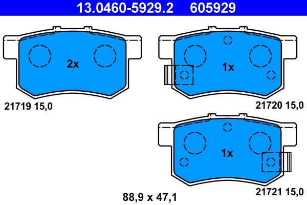 Jeu de 4 plaquettes de frein ATE ref. 13.0460-5929.2