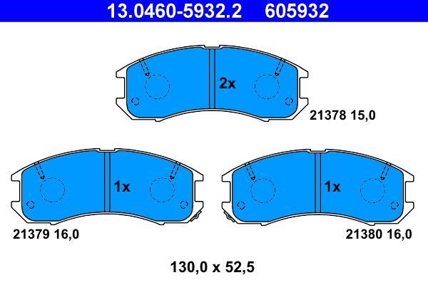 Jeu de 4 plaquettes de frein ATE ref. 13.0460-5932.2